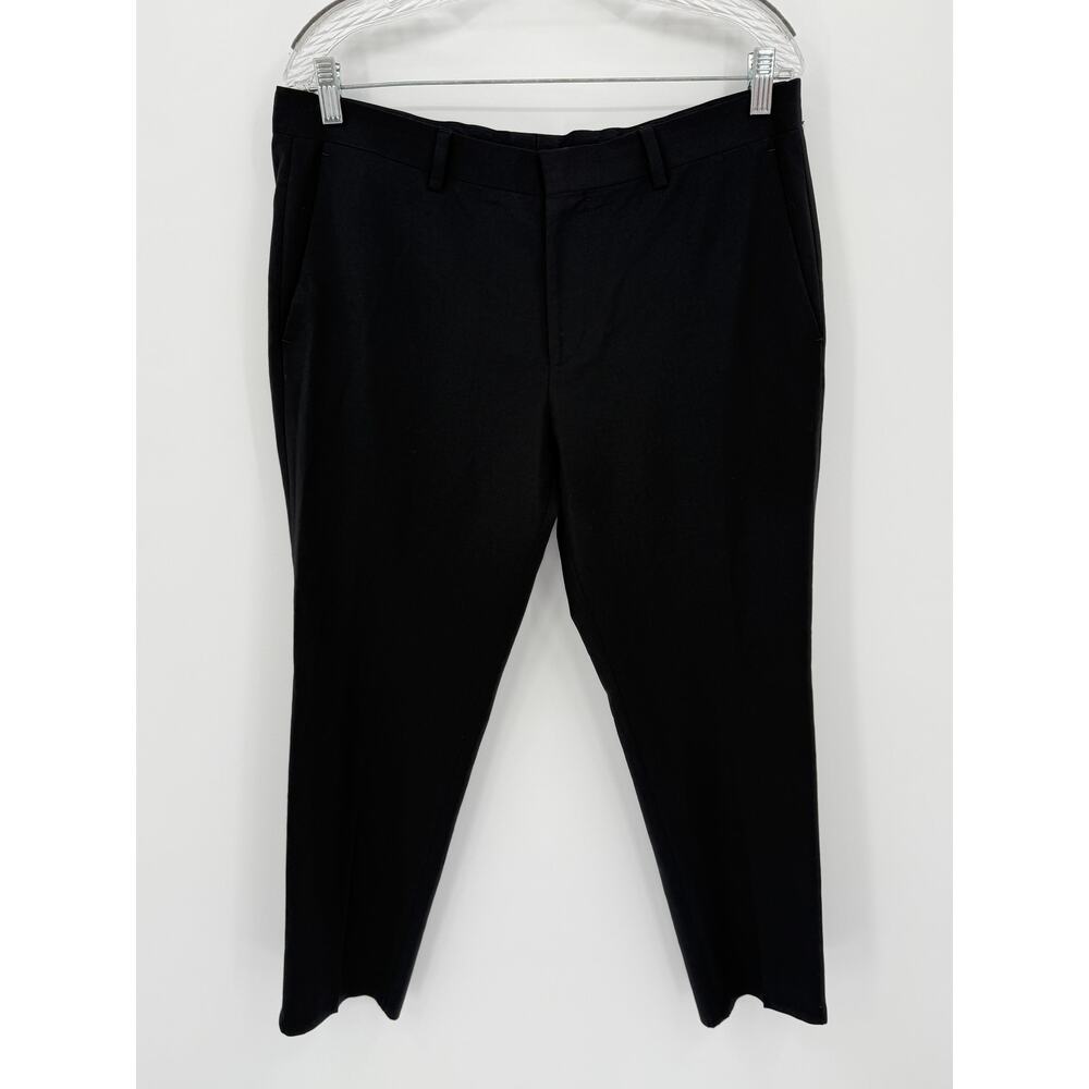HUGO Boss Mens GetlinM204X Black Wool Blend Slim Fit Trousers Pants Est 34x28 - Picture 2 of 6